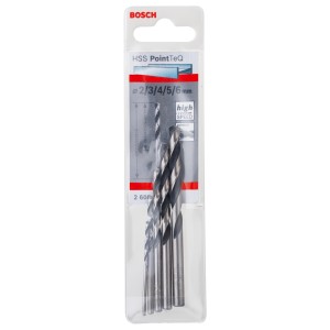 Bosch HSS-PointTeQ spirálfúró készlet, 5 részes, Ø 2-6 mm, fémhez.