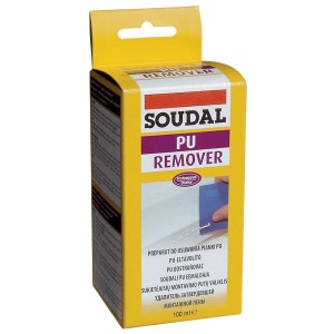 Soudal PU eltávolító, tisztító habhoz, sárga csomagolás.