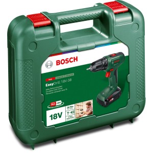 Bosch EasyDrill 18V-38 akkus fúró-csavarozó akkumulátorral és kofferben.