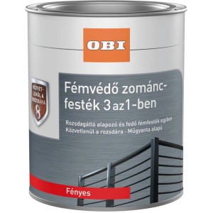 OBI 3in1 fémvédő zománcfesték doboz, RAL 7016 antracit, fényes, 750ml. Alapozó és korrózióvédelem.
