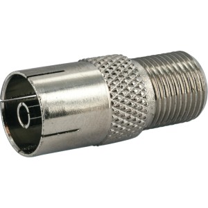 Schwaiger adapter F-csatlakozó koax csatlakozóhoz, ezüst és nikkelezett.