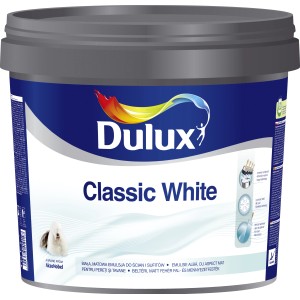 Dulux Classic White festékes vödör, fehér beltéri falfesték.