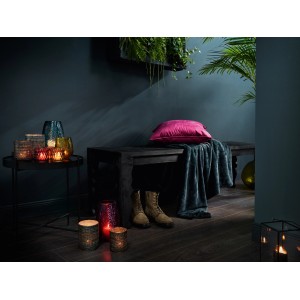 Zöld Dark Wonder mécsestartó, 6 cm magas, Ø 7 cm, texturált üvegből.