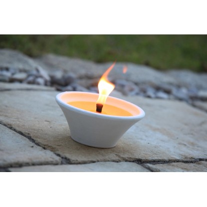 Citronella gyertya terrakotta tálban fehér