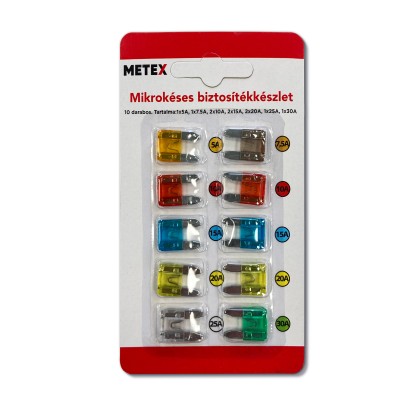 Biztosíték készlet microkéses 10 db Metex