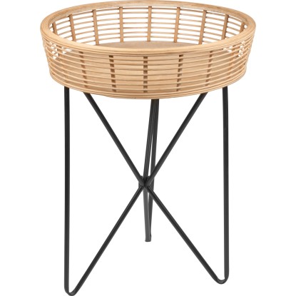 LUX-TOOLS Minimalist Zen kisasztal 61 cm x 45 cm kerek natúr-fekete