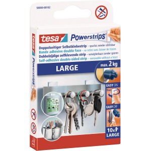 Tesa Powerstrips Large, 10 darab, erős tartás fúrás nélkül és nyom nélkül eltávolítható.