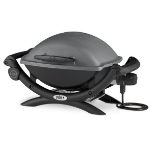 Weber Q 1400 elektromos asztali grill, sötétszürke, 2200 W, ideális erkélyre és teraszra.