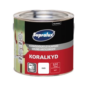 Supralux Koralkyd korróziógátló alapozó doboz, fehér, matt, 2,5l. Alapozó és rozsdavédelem.