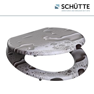 Schütte MDF WC-ülőke Grey Steel vízcsepp mintával, szabvány WC-csészékhez.