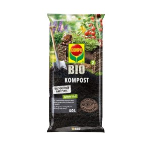 Zsák Compo bio komposzt, tőzegmentes, magaságyásokhoz és kertekhez.