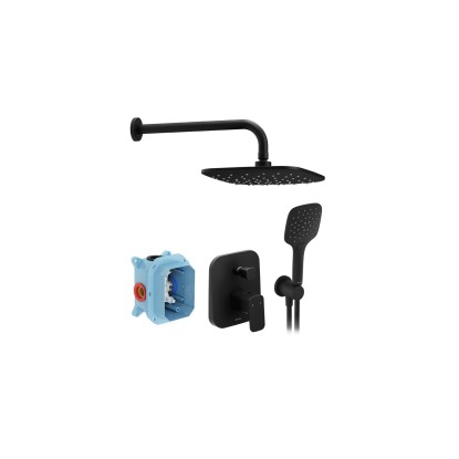 Ravak 10° Free fekete falba süllyesztett zuhanyszett R-box-szal