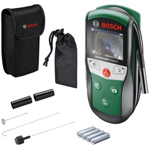 Bosch UniversalInspect vizsgáló kamera tartozékokkal és táskával.