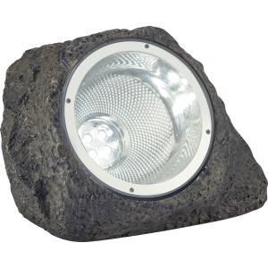 Fekete kőhatású LED-es szolár dekorációs lámpa kertbe.
