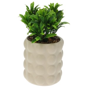 Műnövény kerámia cserépben (dolomit, Ø 9 cm), 18 cm magas, Off White színű.