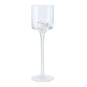 Átlátszó Boltze Home Arosa mécsestartó, 25 cm magas, teamécsessel. Elegáns gyertyatartó a hangulatos légkörért.