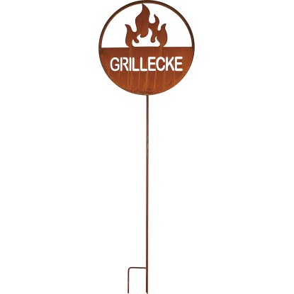 Leszúrható kerti dekoráció Grillecke felirattal 136 cm rozsdaszín