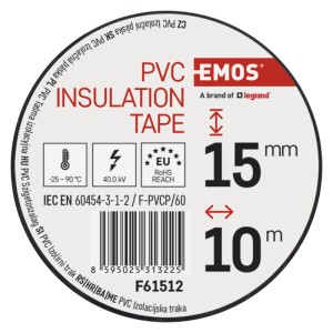 EMOS PVC szigetelőszalag, 15mm széles, 10m hosszú.