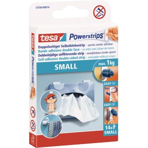 Tesa Powerstrips Small csomagolás, 14 darab, tárgyak eltávolításához 0,75 kg-ig, maradvány nélkül.