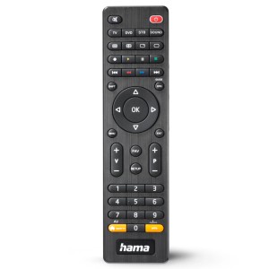 Fekete Hama univerzális távirányító TV-hez és multimédiás eszközökhöz.