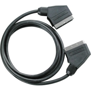 Fekete SCART összekötő kábel SCA7120 csatlakozóval mindkét végén audio- és videóátvitelhez.
