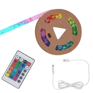 Brilo 4m RGB LED szalag távirányítóval, USB csatlakozással, színváltó.