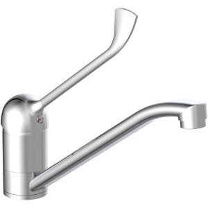 Króm Schütte Vital konyhai csaptelep, egykaros mosogató csaptelep ergonomikus fogantyúval.