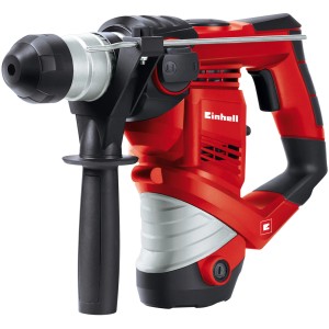Piros Einhell TC-RH 900 fúrókalapács kiegészítő fogantyúval és kofferrel.