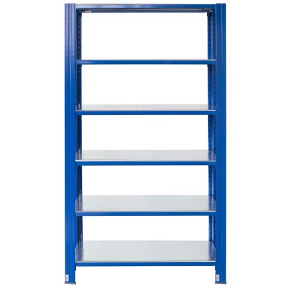 AR Shelving T profilos polcállvány kék és horganyzott 250x100x30 cm 6 polc 180kg