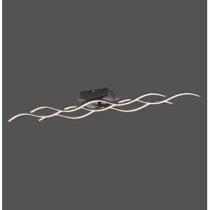 Modern, fekete Wave LED mennyezeti lámpa, 97,5 cm széles, stílusos beltéri világításhoz.