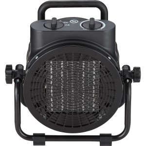 Fekete kerámia fűtőberendezés Sanda 3000 W fogantyúval és termosztáttal.