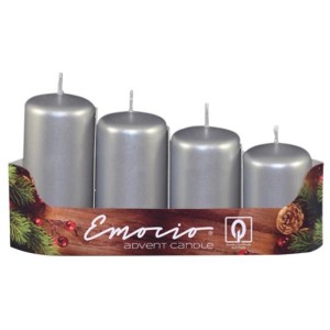 Emocio adventi gyertya fokozatos 40 mm 4 db metal ezüst