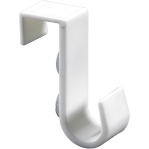 Fehér Hettich műanyag ajtóakasztó, 70x22x50mm, egyszerűen felszerelhető az ajtókra.