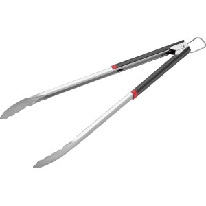 Jamestown rozsdamentes acél grillcsipesz fekete fogantyúval és akasztóval.