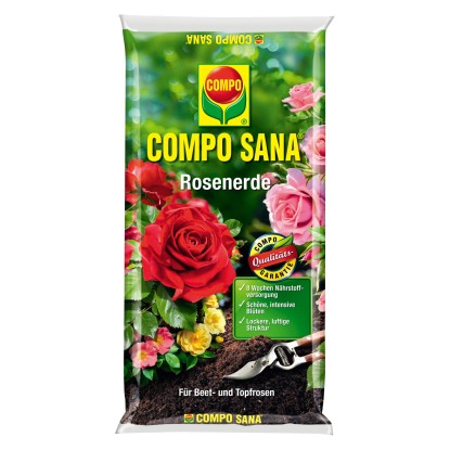 Compo Sana rózsa föld, 20 literes zsák. Speciális föld rózsákhoz, hosszú hatású műtrágyával, akár 12 hétig.
