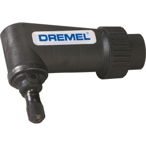 Fekete Dremel 575 sarokadapter multifunkciós szerszámokhoz. Lehetővé teszi a munkát nehezen elérhető helyeken, 90°-os fejjel.