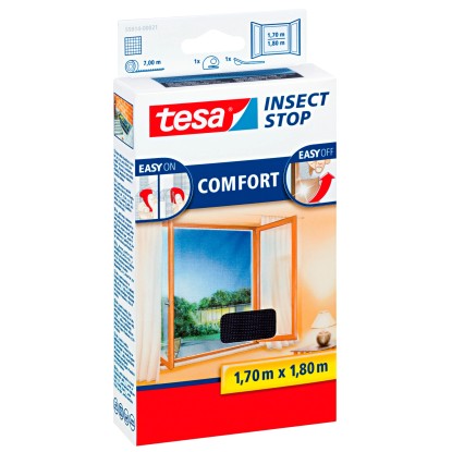 tesa Comfort szúnyogháló ablakra tépőzáras antracit 170 cm x 180 cm