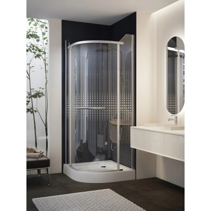 Zuhanykabin negyedköríves keret nélküli nyílóajtós 90 cm x 90 cm x 195