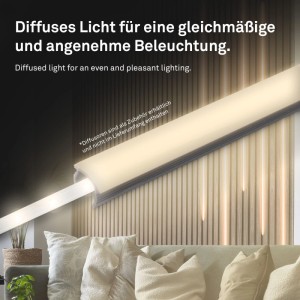 Briloner LED szalag kiegészítő készlet panelekhez, meleg fehér fény, 2,6 m, fehér akcentusvilágítás.