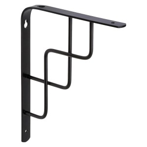 Fekete OBI Roxy konzol, 230x180 mm, polcokhoz és bútorszerkezethez.