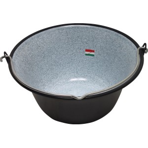 Fekete bogrács faszenes grillekhez, magyar zászlóval.