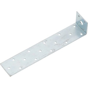 Horganyzott lapos acél horgony 200 mm x 40 mm x 2 mm lyukakkal a fa rögzítéséhez.