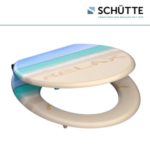 Schütte Relax WC ülőke fa maggal és lassú záródással, tengerparti mintával.