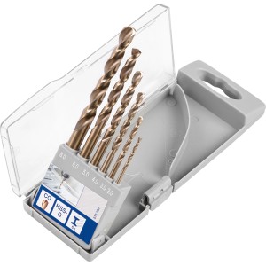 LUX Kobalt fúrószár készlet Comfort, 6 darabos készlet tokban, fém és rozsdamentes acél fúrásához.