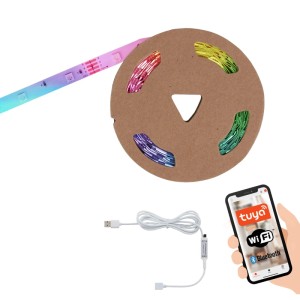 Brilo Wifi LED szalag 5m USB-vel, alkalmazás- és hangvezérléssel, RGB, rövidíthető, távirányítóval.