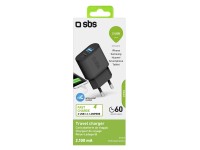 SBS Hálózati töltő 100 V / 250 V 2100 mAh gyorstöltő 2 USB port fekete színű
