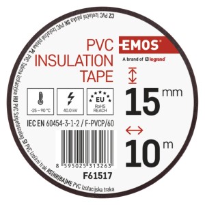 Tekercs PVC szigetelőszalag, 15mm széles, 10m hosszú.