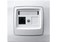 Káró RJ45x1 csatlakozó aljzat komplett fehér