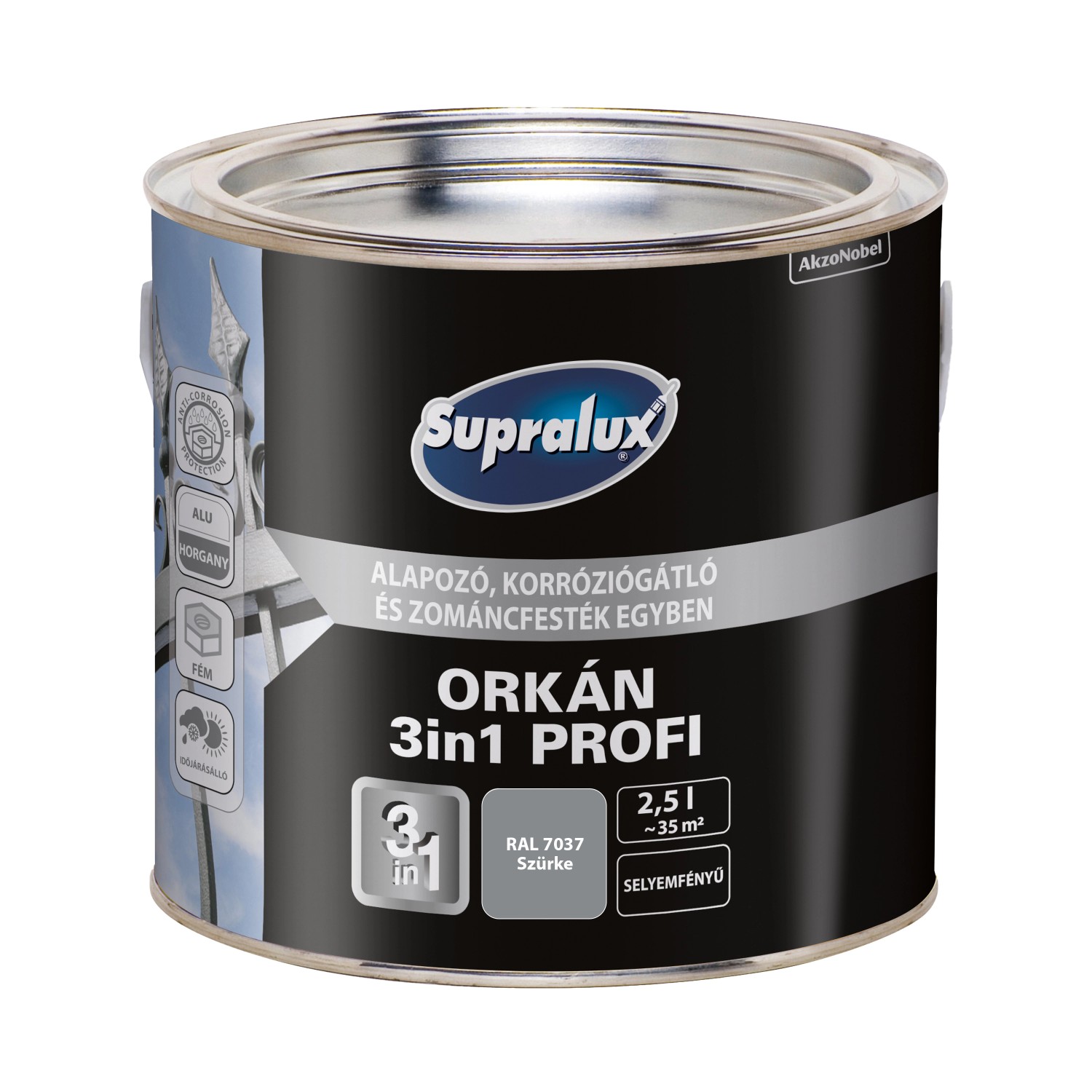 Supralux Supralux orkán 3in1 profi selyemfényű zománcfesték szürke 2,5 l
