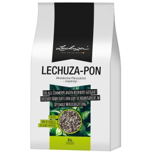 Lechuza-Pon ültetőközeg, 3 liter, szobanövényekhez. Ásványi talaj optimális tápanyagellátáshoz.